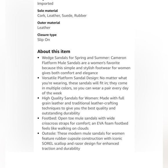 SOREL Cameron Leather Flatform Mule Slides Size 9.5 - Picture 2 of 6